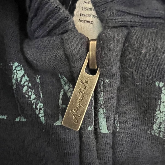 Aeropostale navy logo zip up jacket with fleece inside - Picture 3 of 4